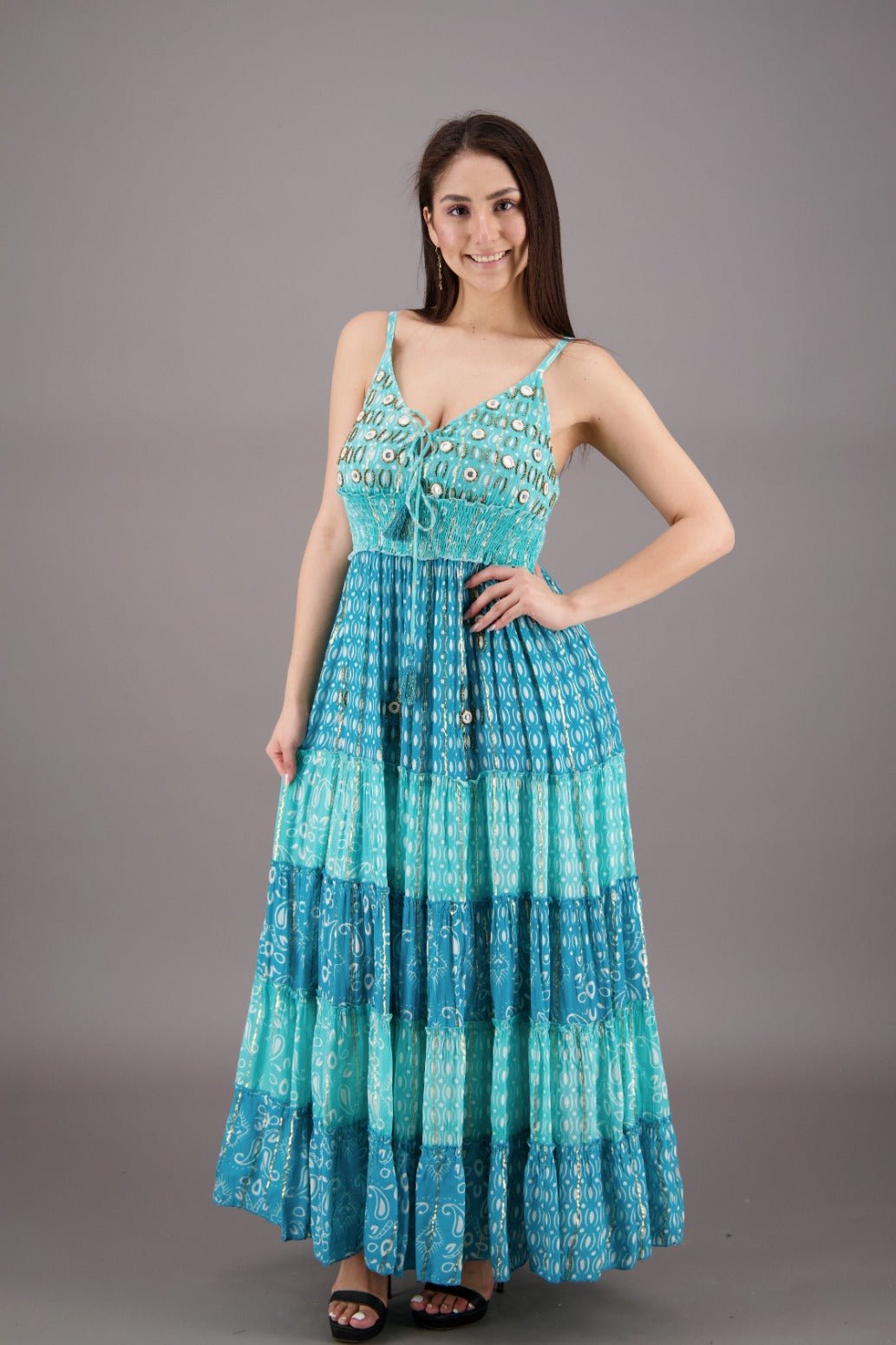 Serene Sequined Maxi Dress Perfect Pastel Boho Summer Dress