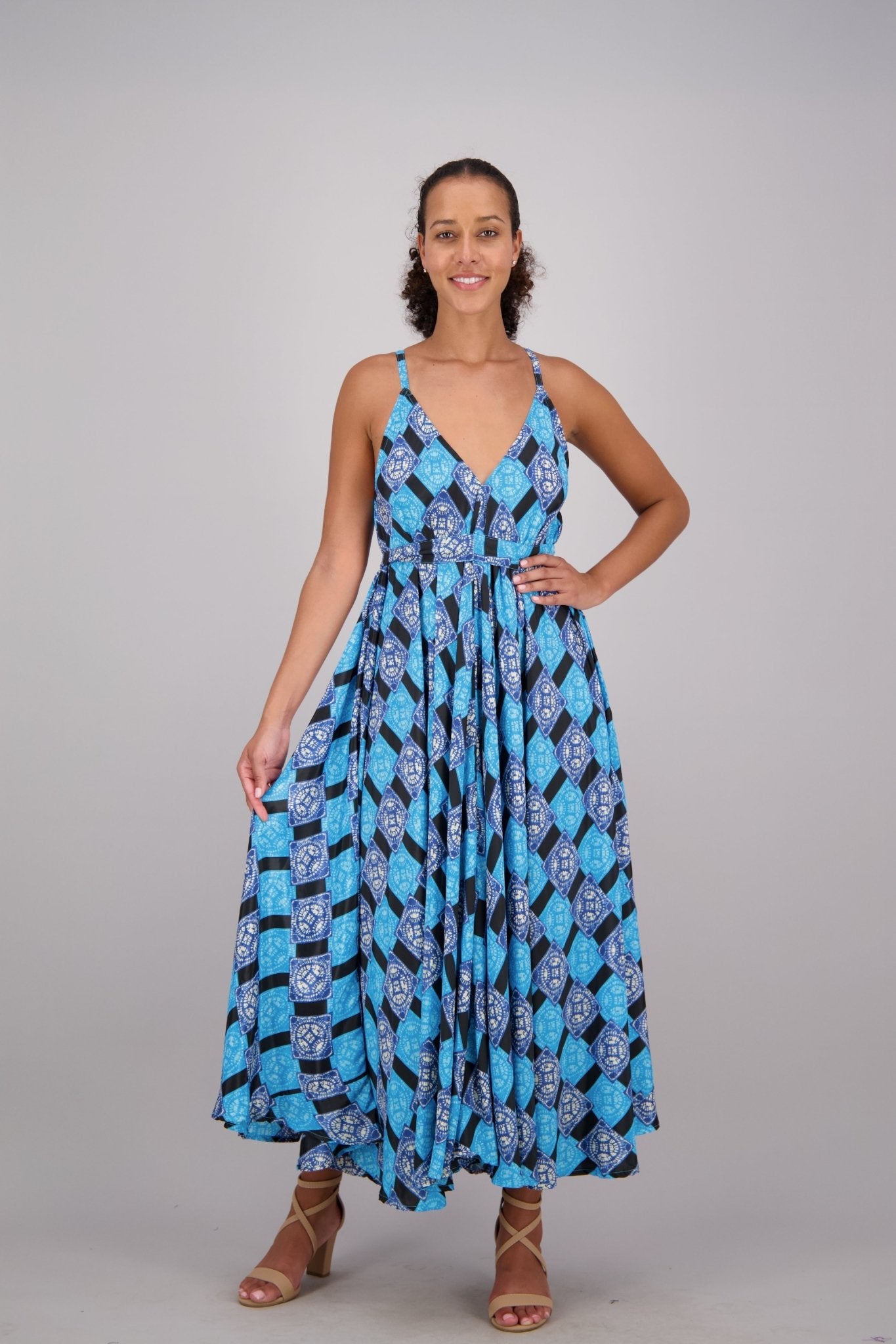 Serai Maxi Dress – Mosaic Stripe AB16077 - Advance Apparels Inc