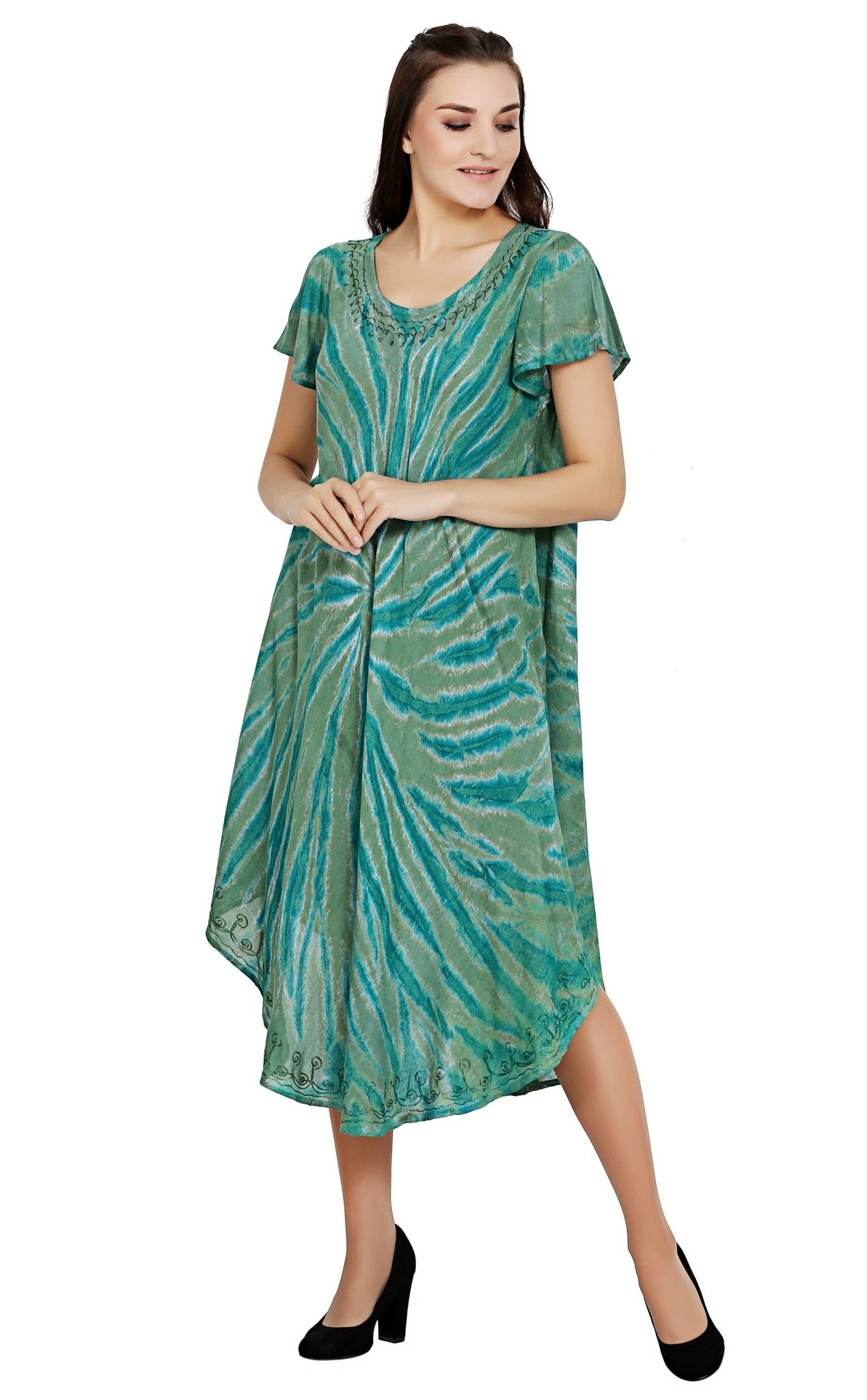 tie dye dress short sleeve Short Sleeve Tie Dye Dress 19338 C6 / One Size Fits Most