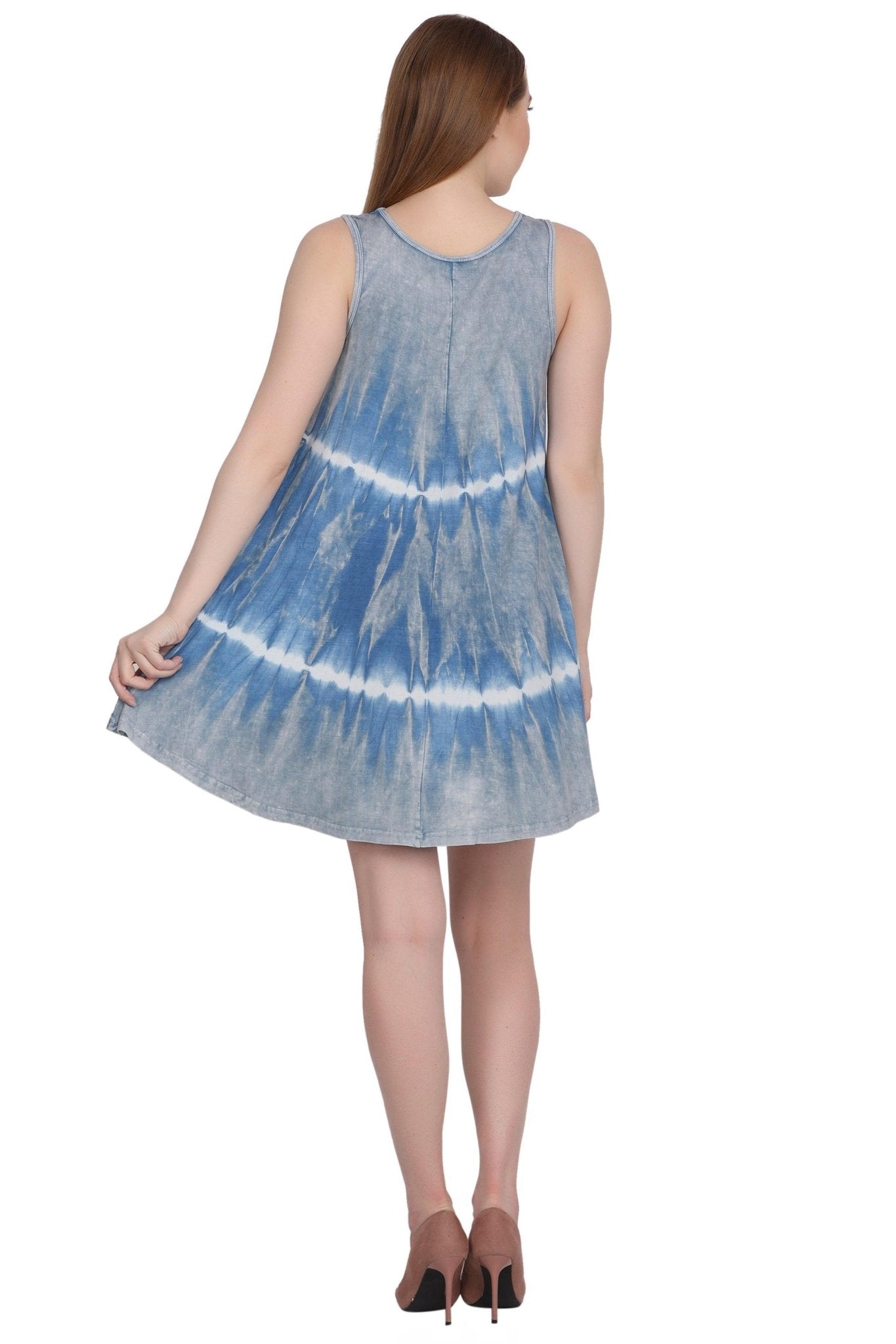 Short Tie Dye Sleeveless Butterfly Print Dress SPD73 - Advance Apparels Inc