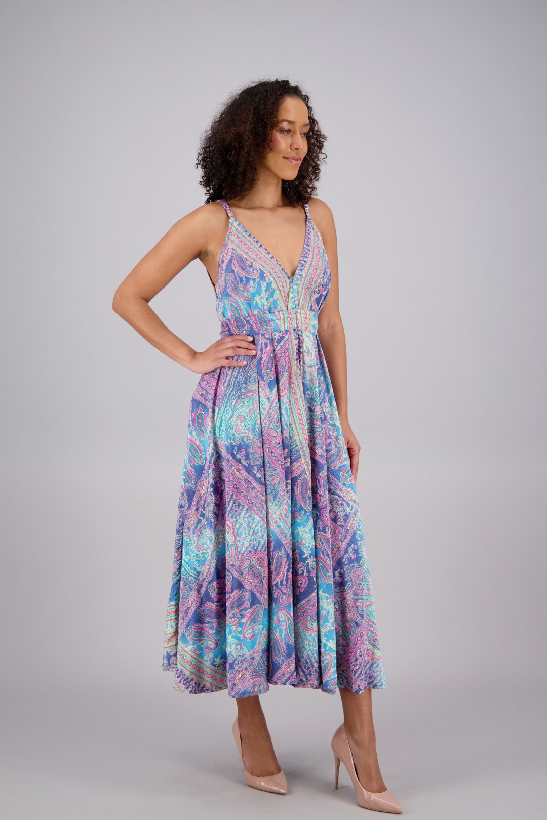 Silk Maxi Dress w/ Adjustable Tie One Size Fits Most AB16052 C1 / One Size Fits Most