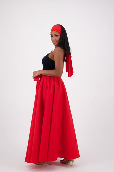 SIlk/Poly Blend Long Maxi Skirt 24317 Red - Advance Apparels Inc