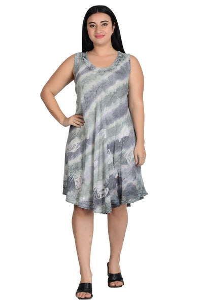 Sleeveless Fish Print Tie Dye Dress 362171R - Advance Apparels Inc