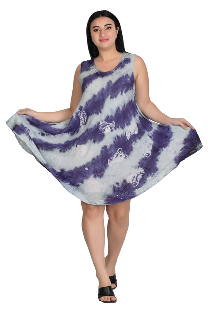 Sleeveless Fish Print Tie Dye Dress 362171R - Advance Apparels Inc