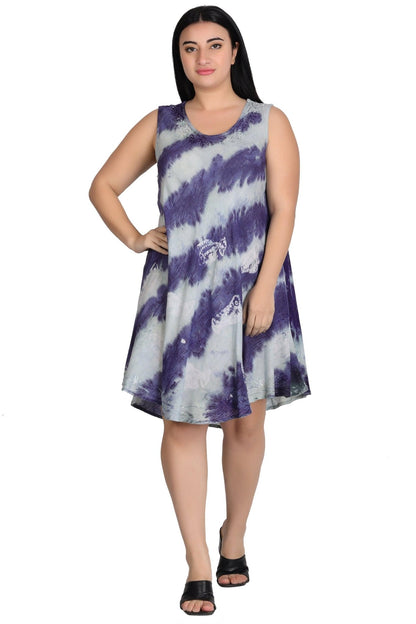 Sleeveless Fish Print Tie Dye Dress 362171R - Advance Apparels Inc