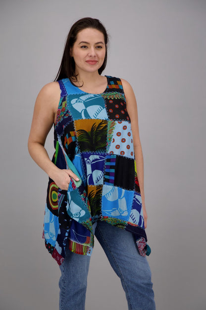 Sleeveless Patchwork Blouse PAT - 3265 - Advance Apparels Inc