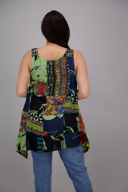Sleeveless Patchwork Blouse PAT - 3265 - Advance Apparels Inc