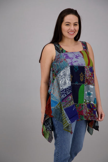 Sleeveless Patchwork Blouse PAT - 3265 - Advance Apparels Inc