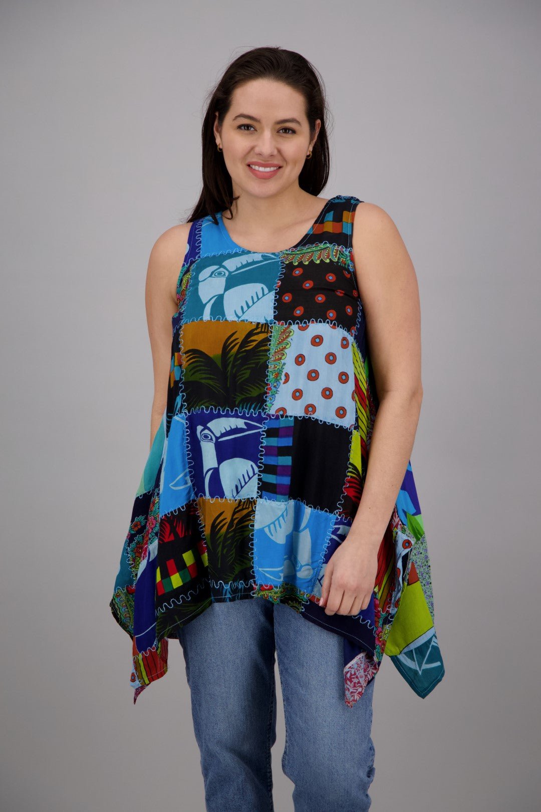 Sleeveless Patchwork Blouse PAT - 3265 - Advance Apparels Inc