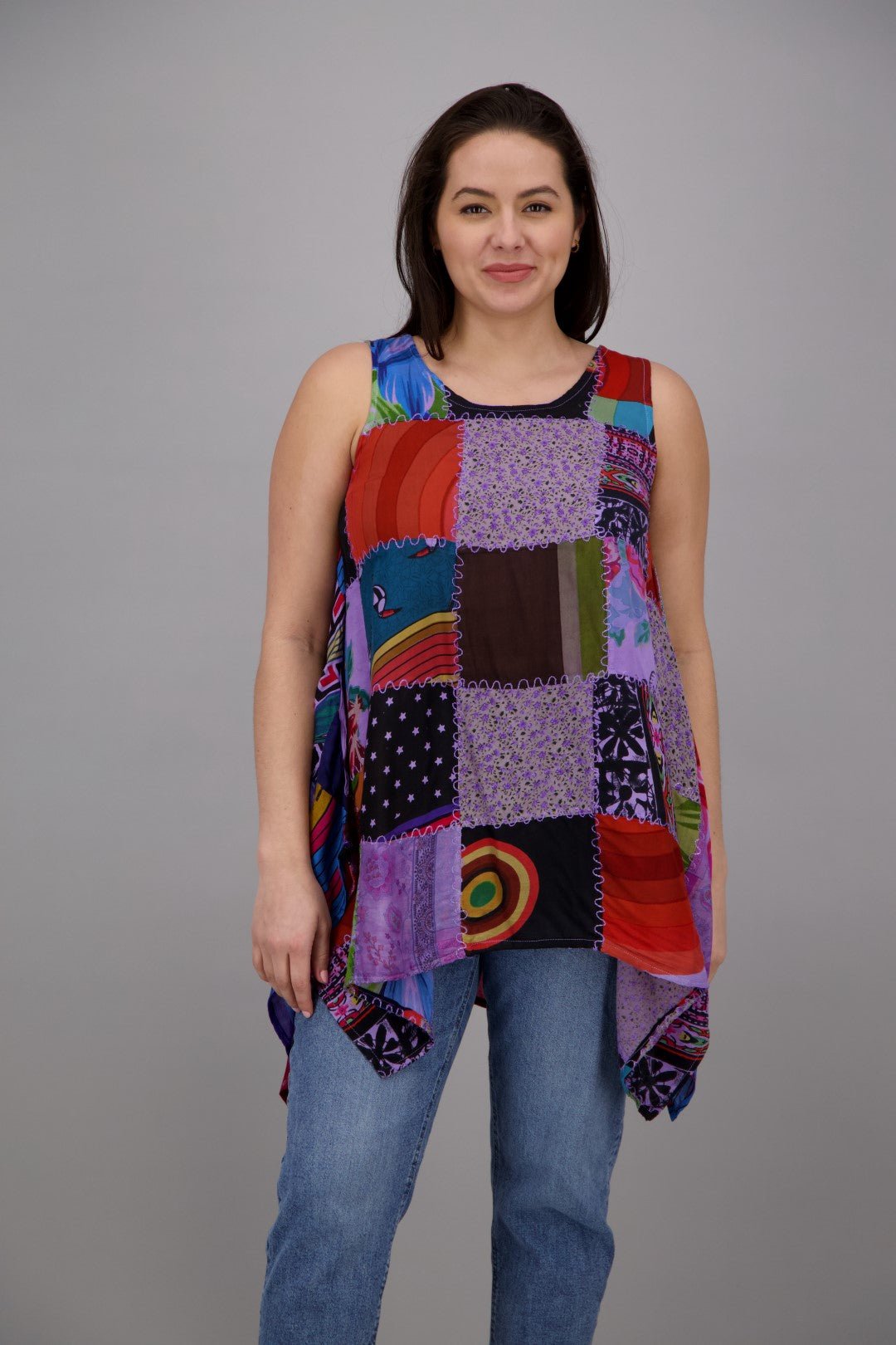 Sleeveless Patchwork Blouse PAT - 3265 - Advance Apparels Inc