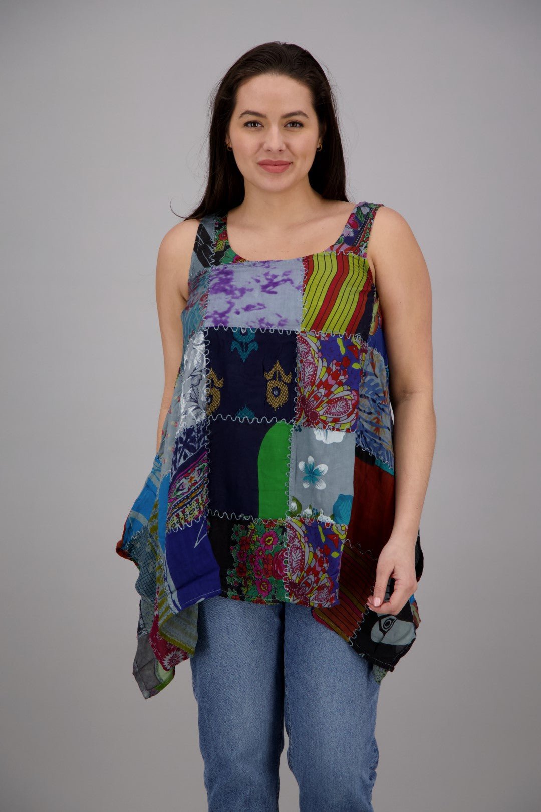 Sleeveless Patchwork Blouse PAT - 3265 - Advance Apparels Inc