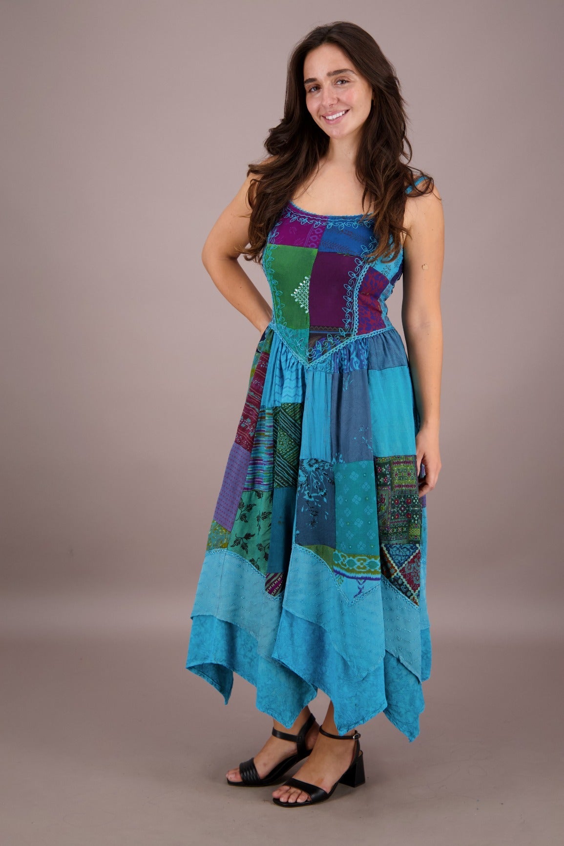 Sleeveless Patchwork Maxi Dress PAT - 3296 - Advance Apparels Inc