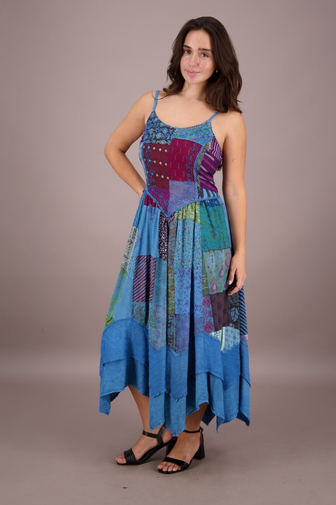 Patchwork Dress - Handcrafted Boho Style | 100% Rayon C2 / S/M Patchwork Dress - Handcrafted Boho Style | 100% Rayon C2 / S/M