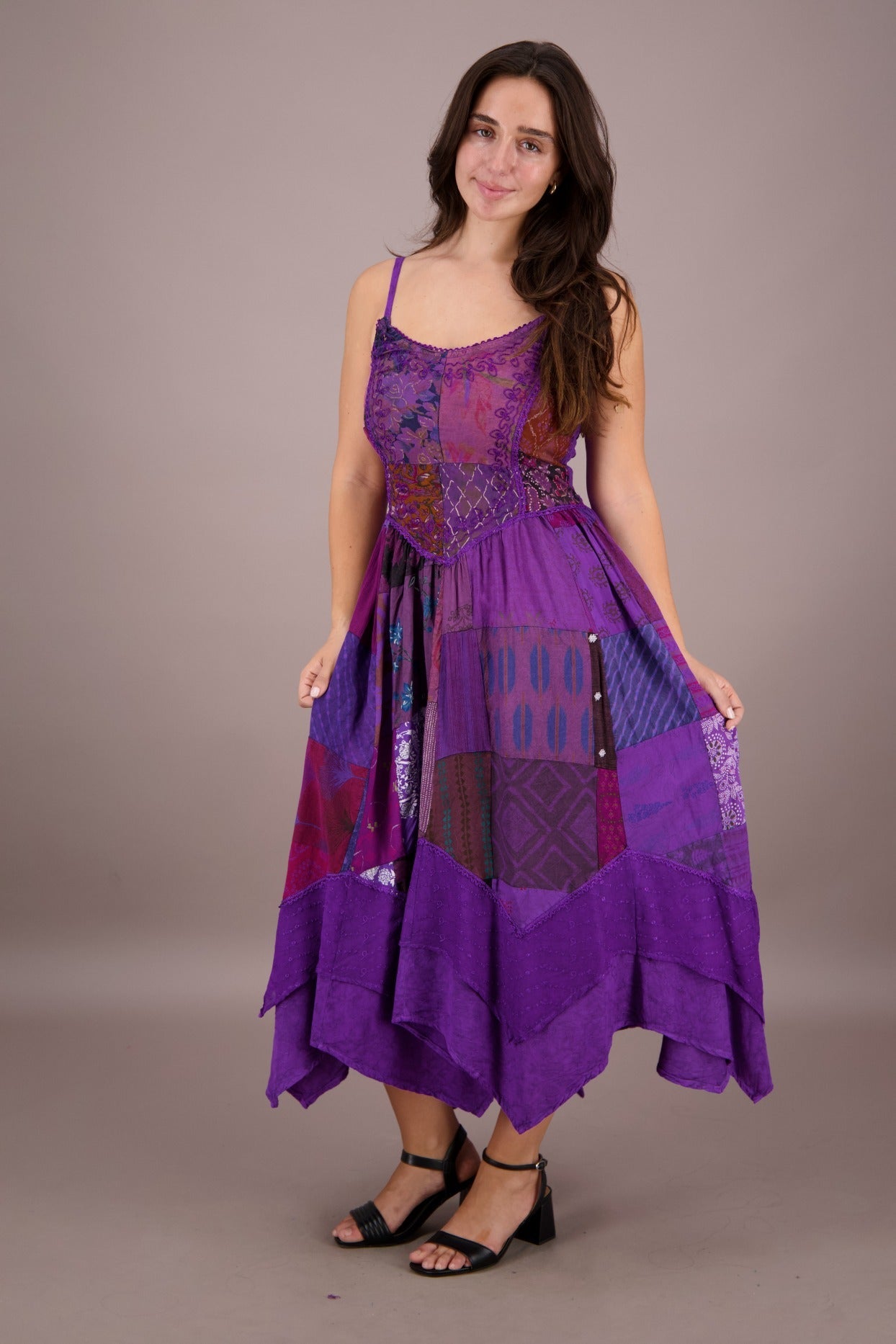 Sleeveless Patchwork Maxi Dress PAT - 3296 - Advance Apparels Inc