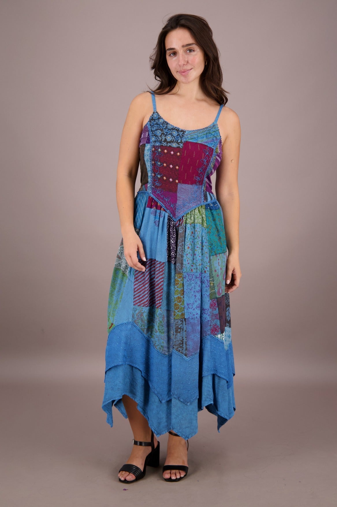 Sleeveless Patchwork Maxi Dress PAT - 3296 - Advance Apparels Inc