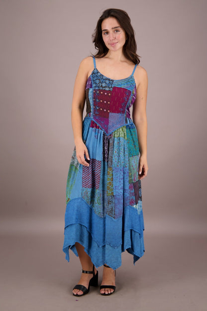 Sleeveless Patchwork Maxi Dress PAT - 3296 - Advance Apparels Inc