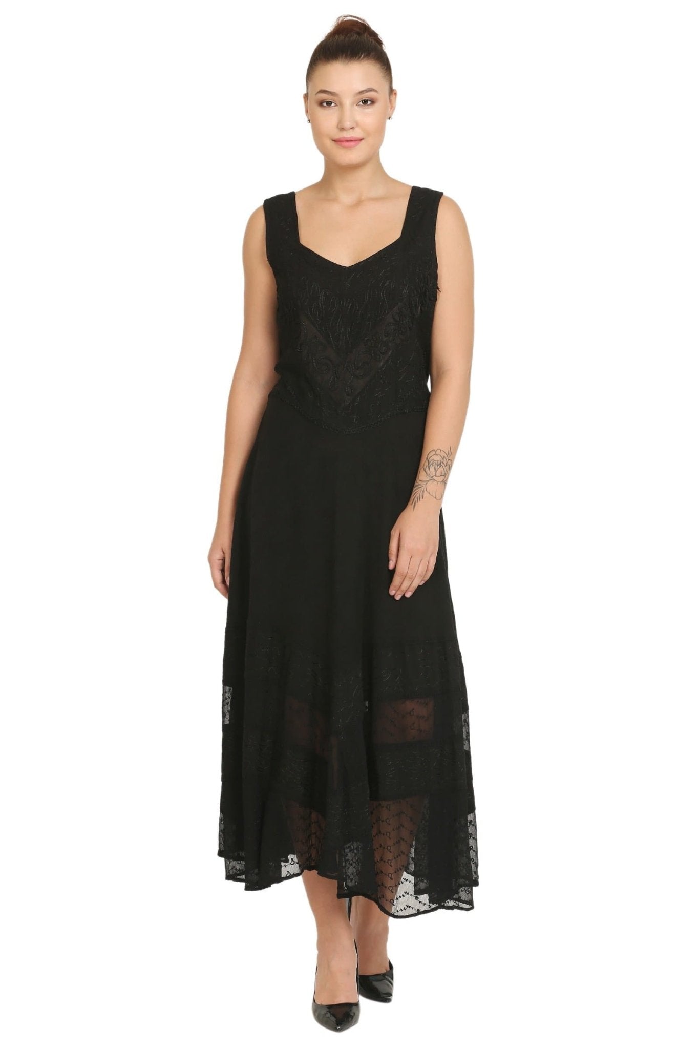 Sleeveless Renaissance Dress Adjustable Back 15225 Black / 1X/2X Sleeveless Renaissance Dress Adjustable Back 15225 Black / 1X/2X