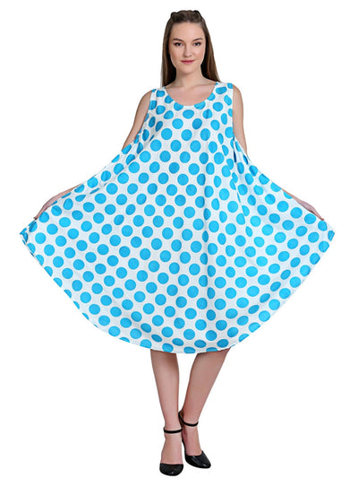 Sleeveless Wide Strap Polka Dot Umbrella Dress - Advance Apparels Inc