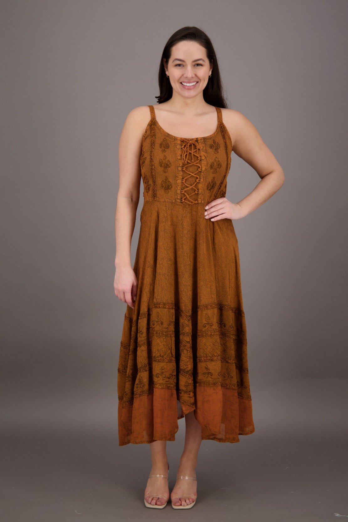 brown renaissance dress Renaissance Layered Maxi Dress