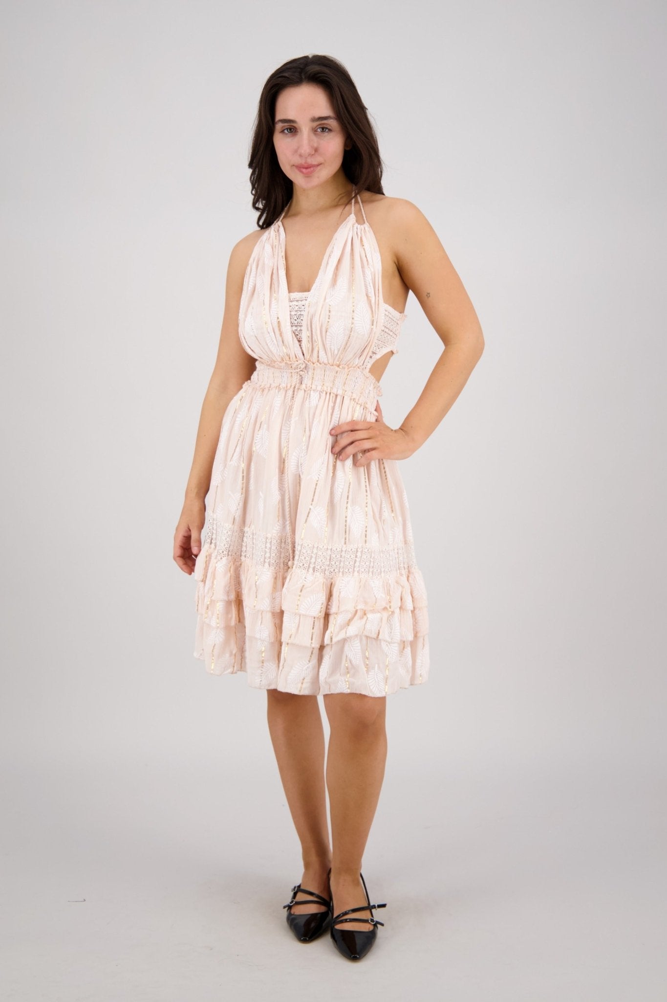 festival mini dress Cutout Mini Dress – Bohemian Festival Halter Dress C2 / S/M