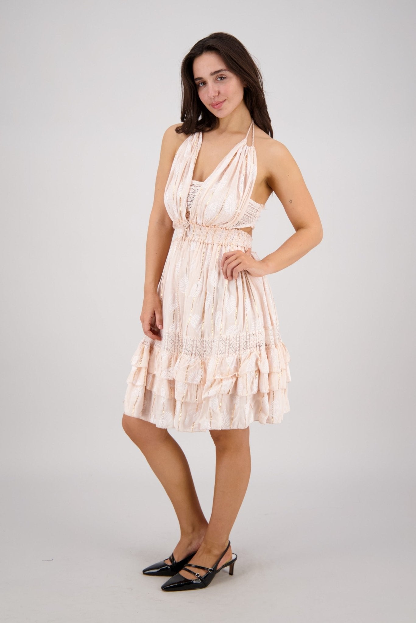 knee length dresses for ladies Chic White Boho Summer Dress – Flare Sleeve A-Line Mini Dress in White | Women's Boho Fashion | L main image 0