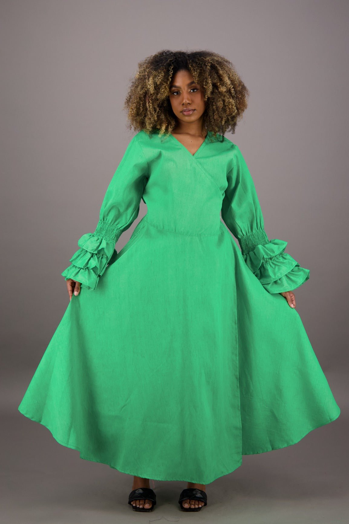 Solid Color Wrap Dress - Advance Apparels Inc