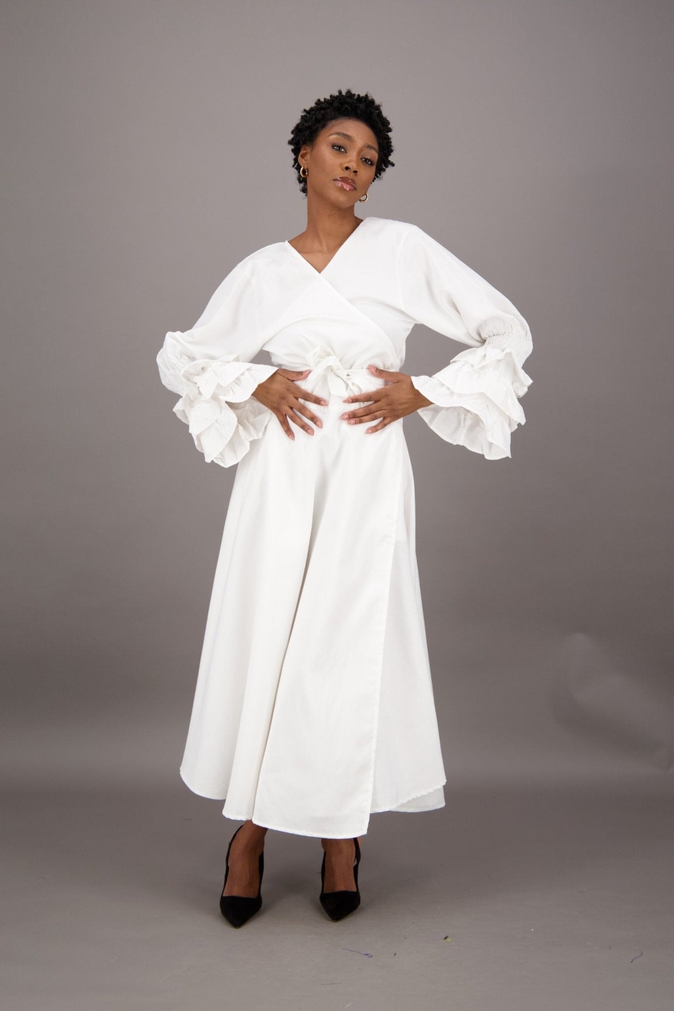 Solid Color Wrap Dress - Advance Apparels Inc