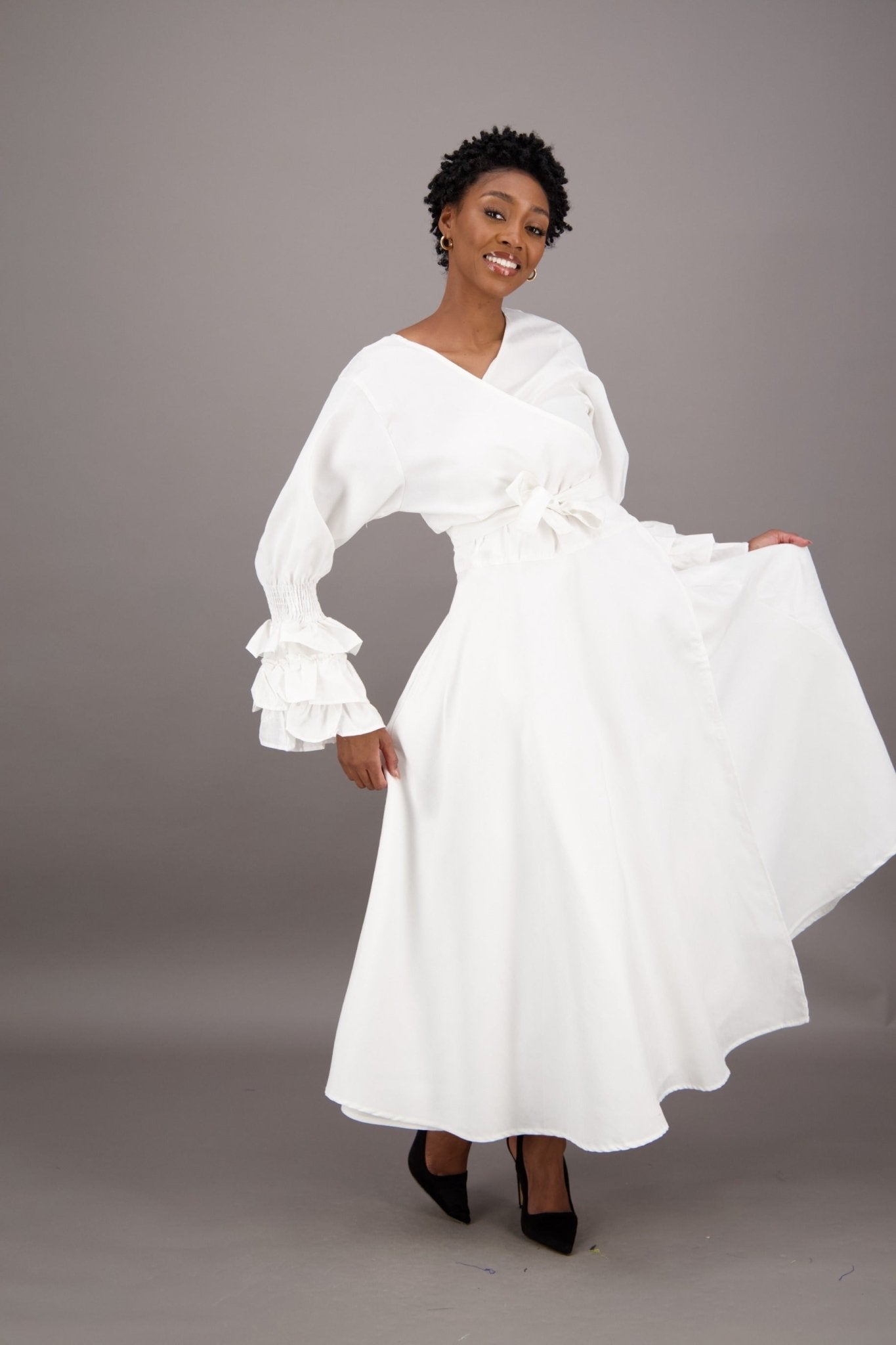Solid Color Wrap Dress - Advance Apparels Inc