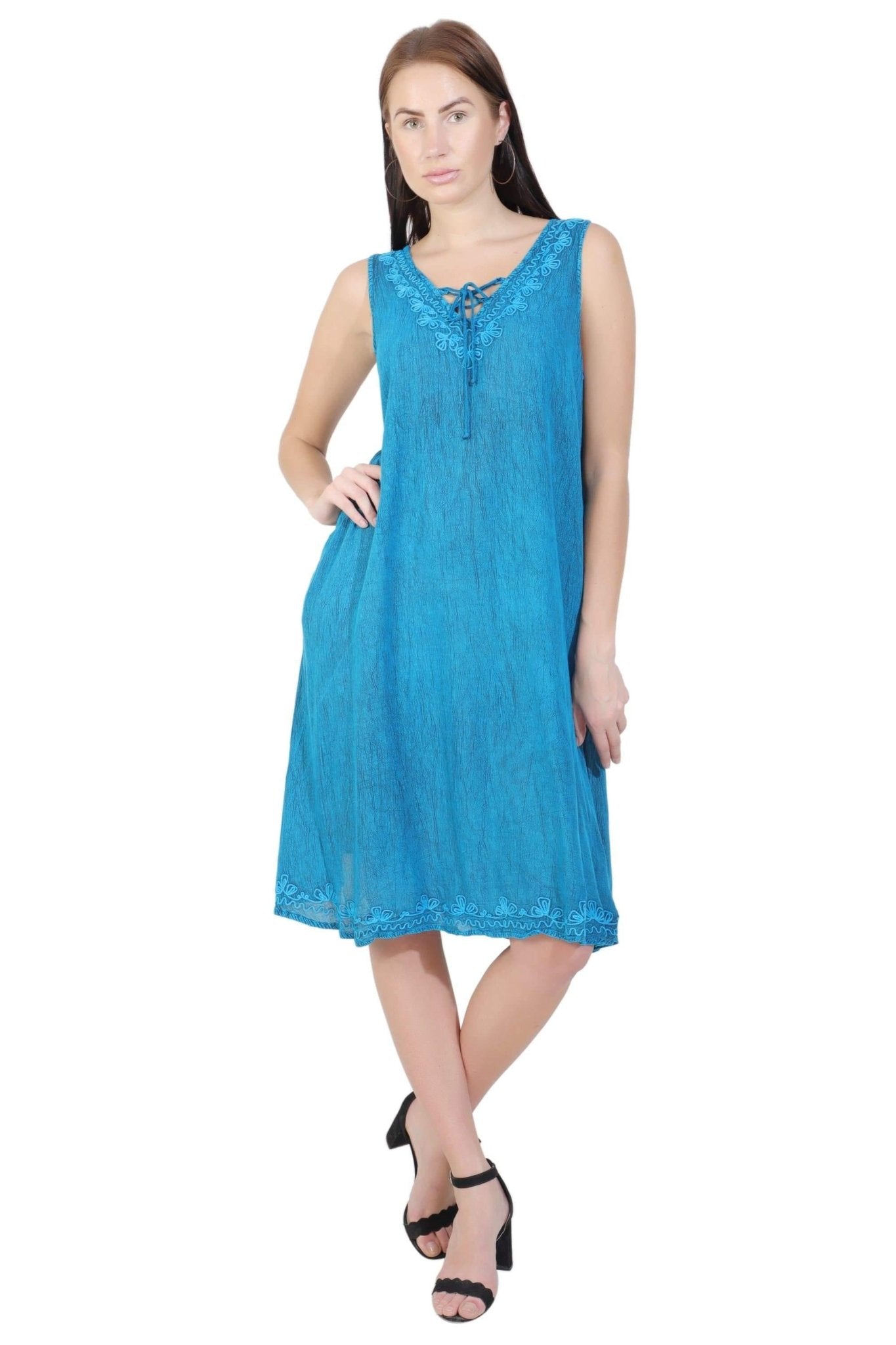 Stonewash Dress w/ Embroidery TD42-803 - Advance Apparels Inc