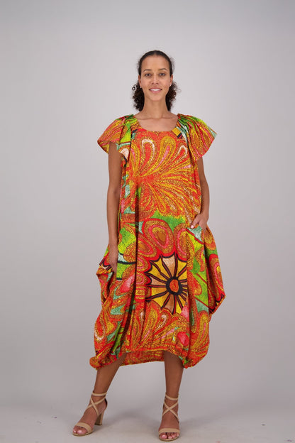 Sunburst Orange & Green Versa Dress AD - 25035 - 501 - Advance Apparels Inc