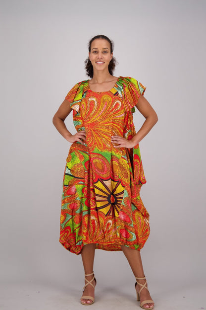 Sunburst Orange & Green Versa Dress AD - 25035 - 501 - Advance Apparels Inc