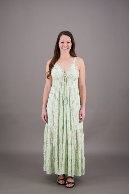 Sunset Tiered Boho Lurex Dress 24915 - Advance Apparels Inc