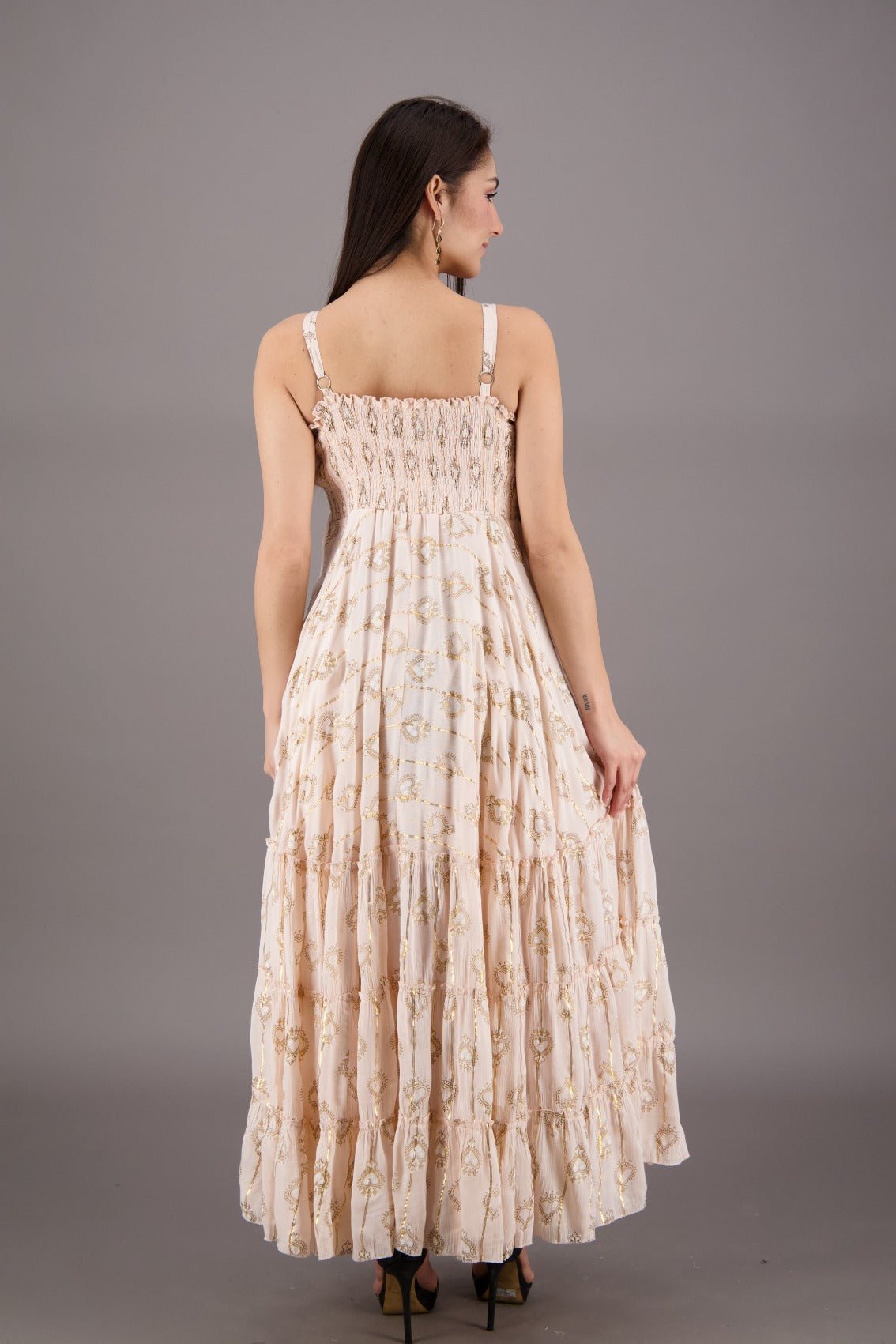 tiered boho dress Sunset Tiered Boho Lurex Dress 24915 C2 / One Size Fits Most