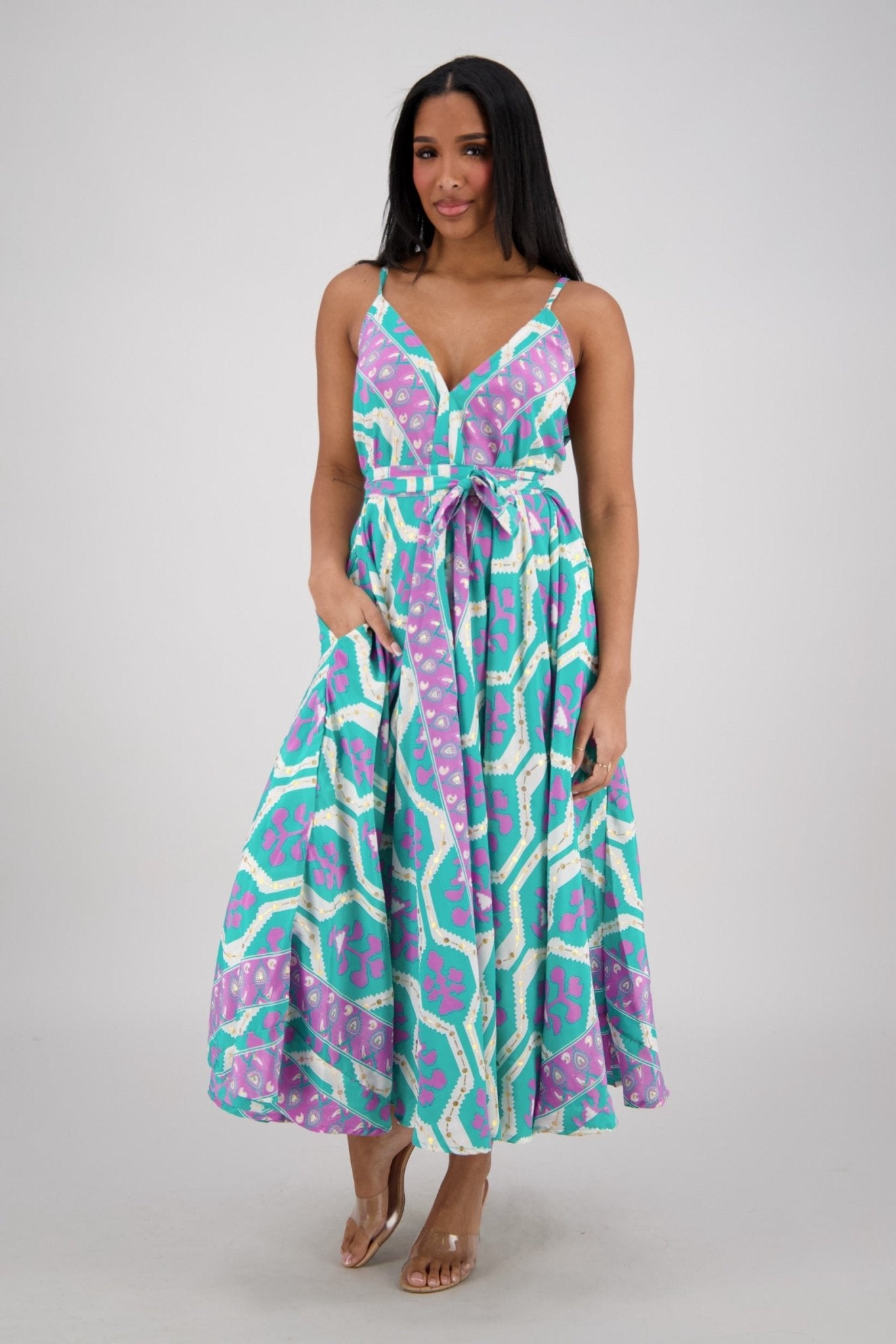 The Zaria Maxi Dress - Floral Frame AB - 16106 - Advance Apparels Inc