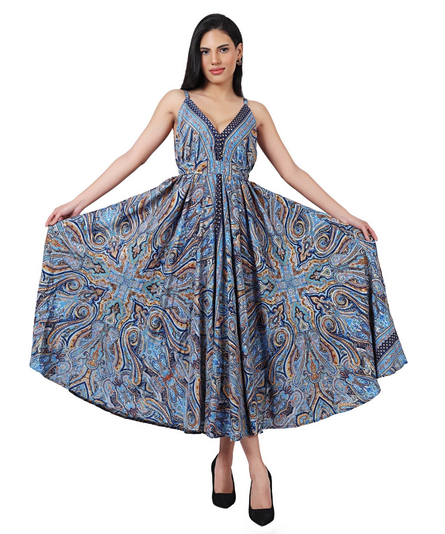 Vintage Paisley Summer Maxi Dress The Zaria Vacation Dress C3 / One Size Fits Most Vintage Paisley Summer Maxi Dress The Zaria Vacation Dress C3 / One Size Fits Most
