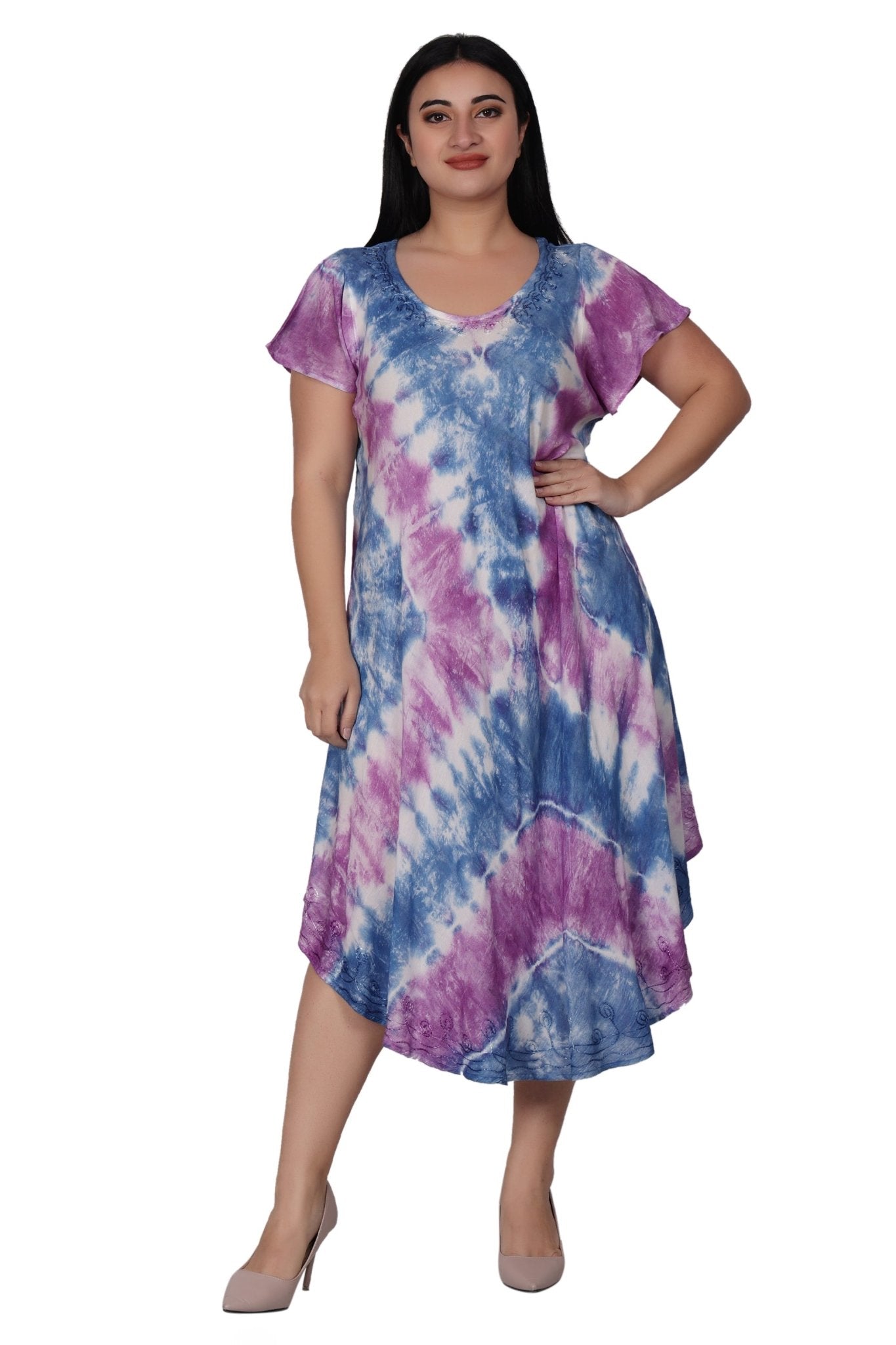 Tie Dye Cap Sleeve Dress 482207SLV - Advance Apparels Inc