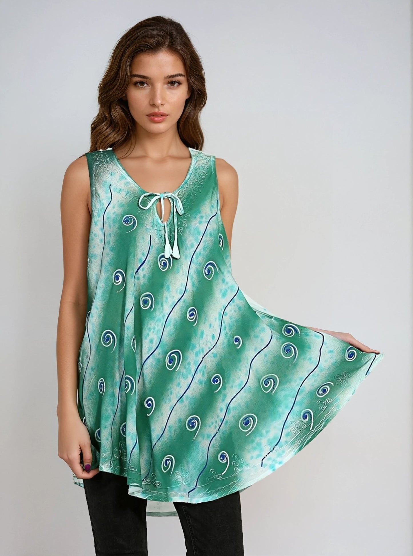 Tie Dye Lace Up Tank Top 19235 - Advance Apparels Inc