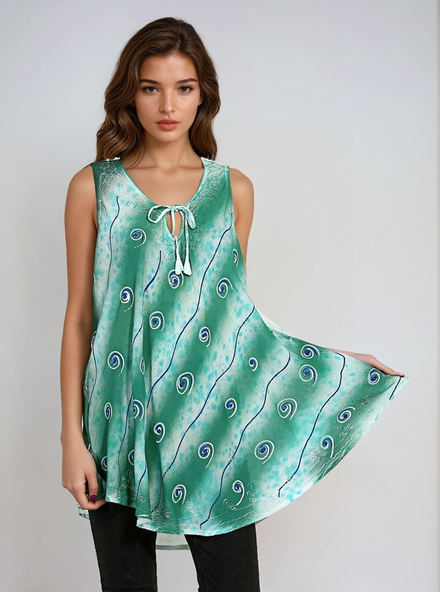 Tie Dye Lace Up Tank Top 19235 - Advance Apparels Inc