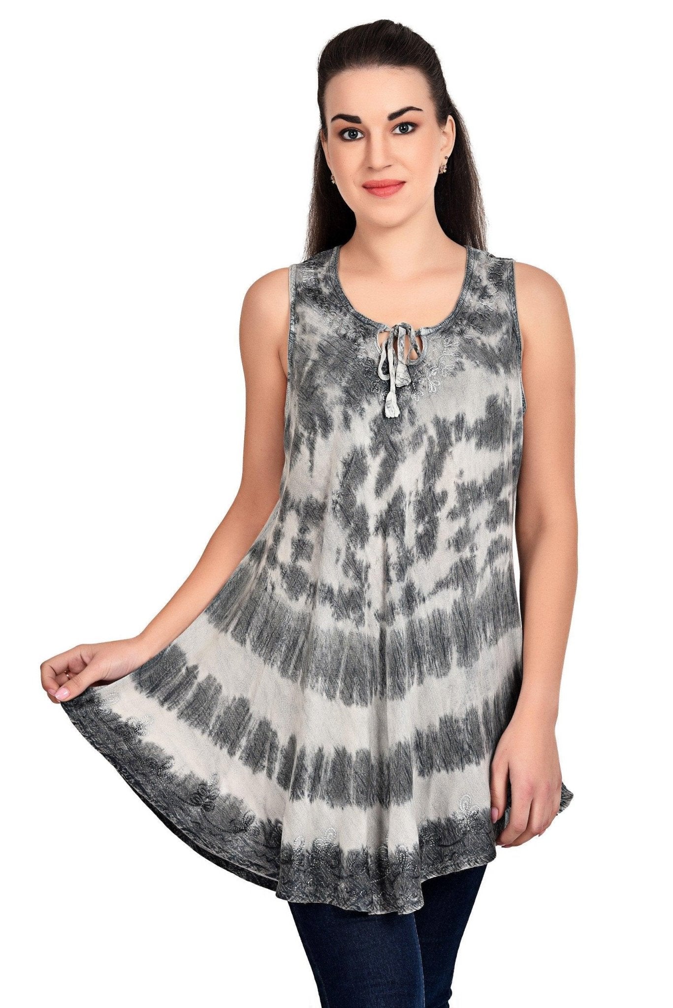 Tie Dye Lace-Up Tank Top 19237 - Advance Apparels Inc