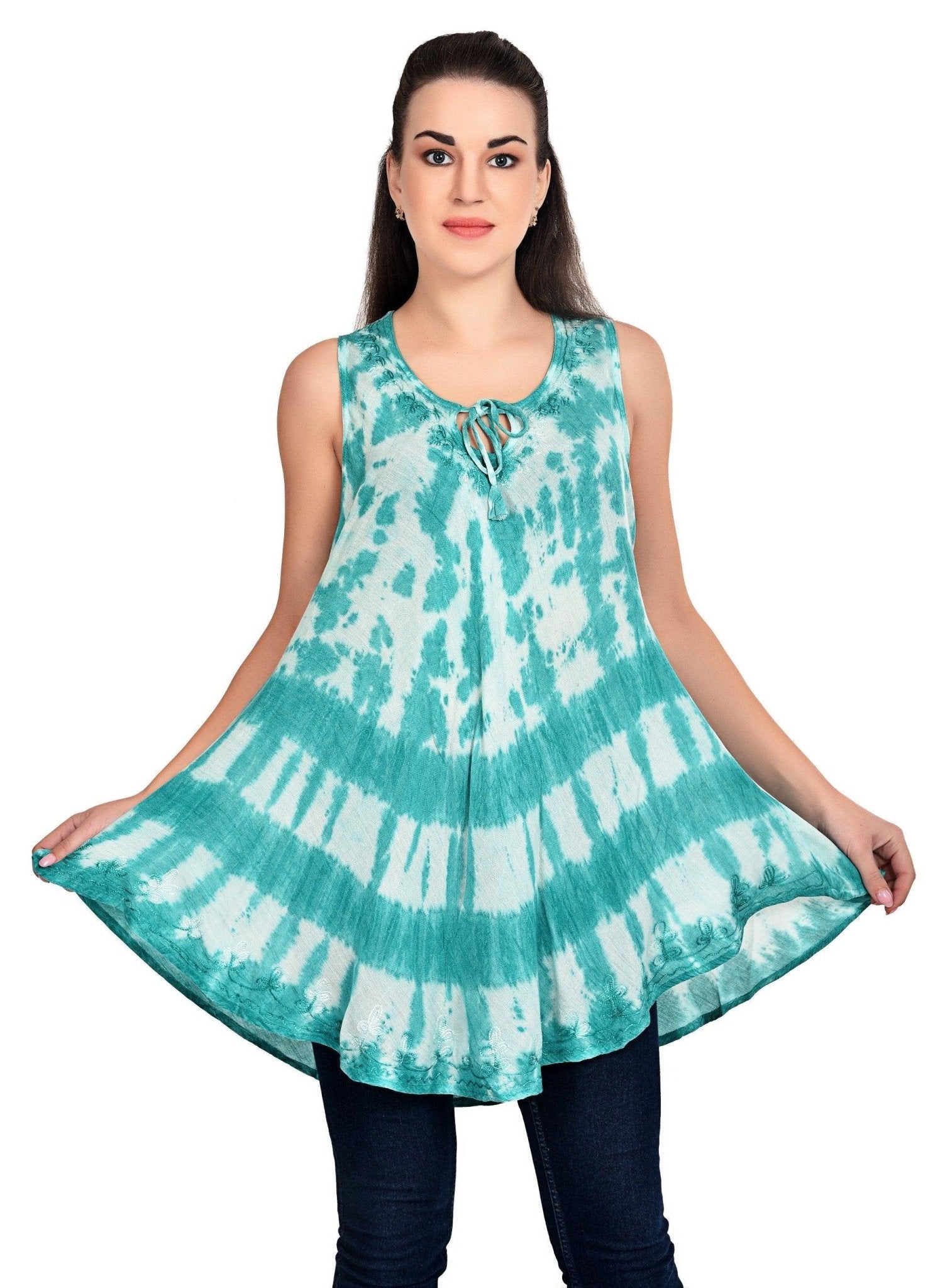 Tie Dye Lace-Up Tank Top 19237 - Advance Apparels Inc