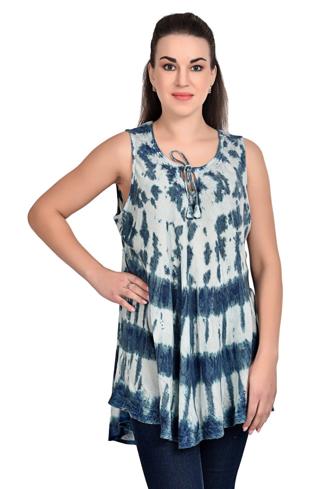 Tie Dye Lace-Up Tank Top 19237 - Advance Apparels Inc