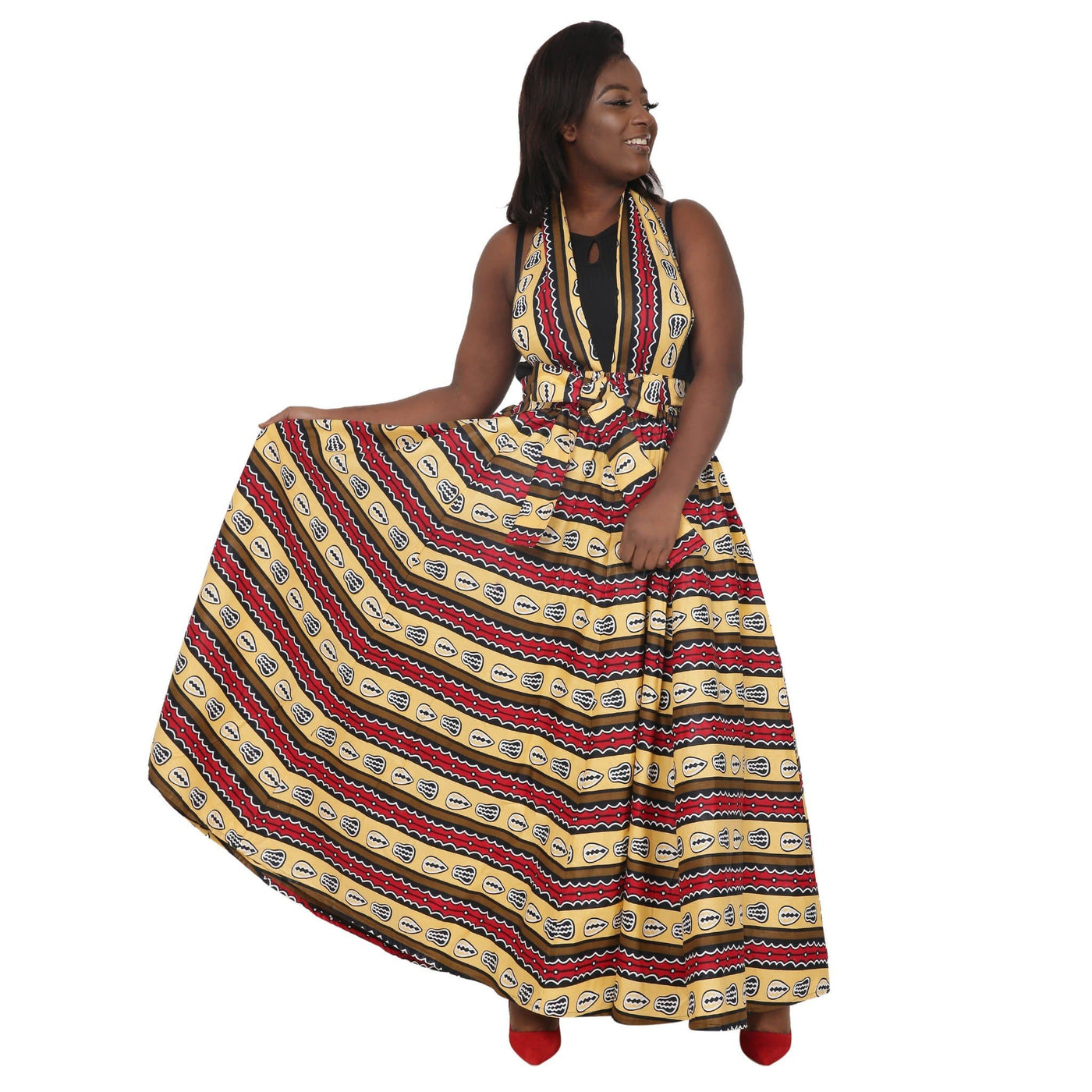 Tribal African Print Long Maxi Skirt Elastic Waist 16317-90 - Advance Apparels Inc