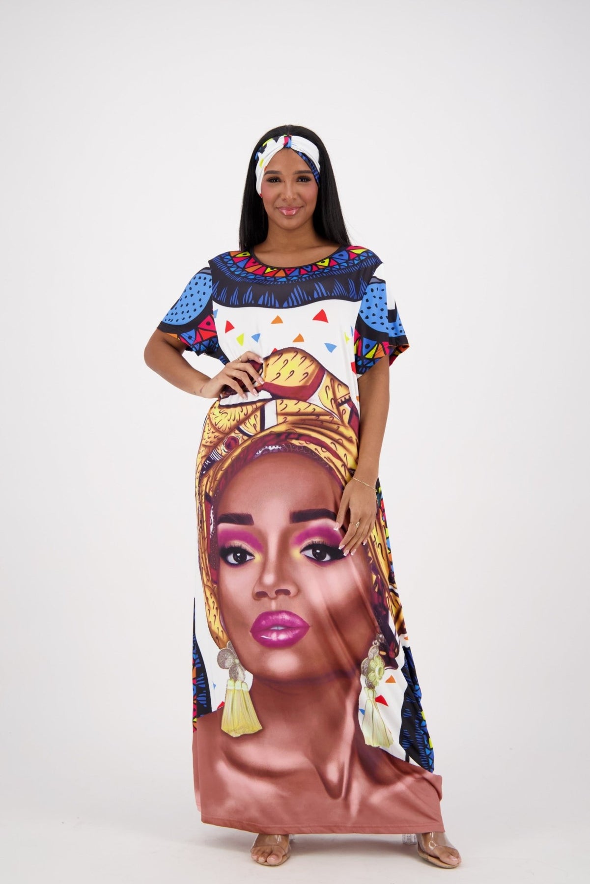Yellow Tribal Short Kaftan
