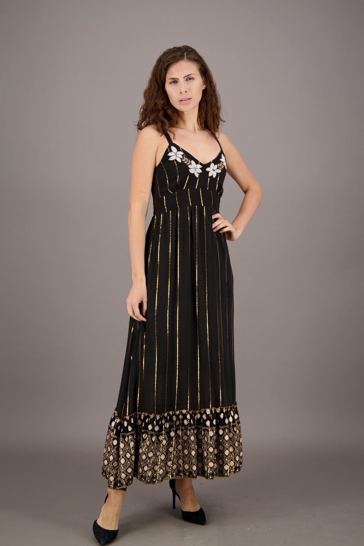 Black Tropical Elegance Maxi Boho Dress White / 1X/2X Black Tropical Elegance Maxi Boho Dress White / 1X/2X