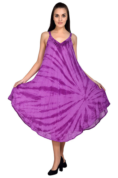 Typhoon V - Neck Tie Dye Umbrella Dress 19332 - Advance Apparels Inc