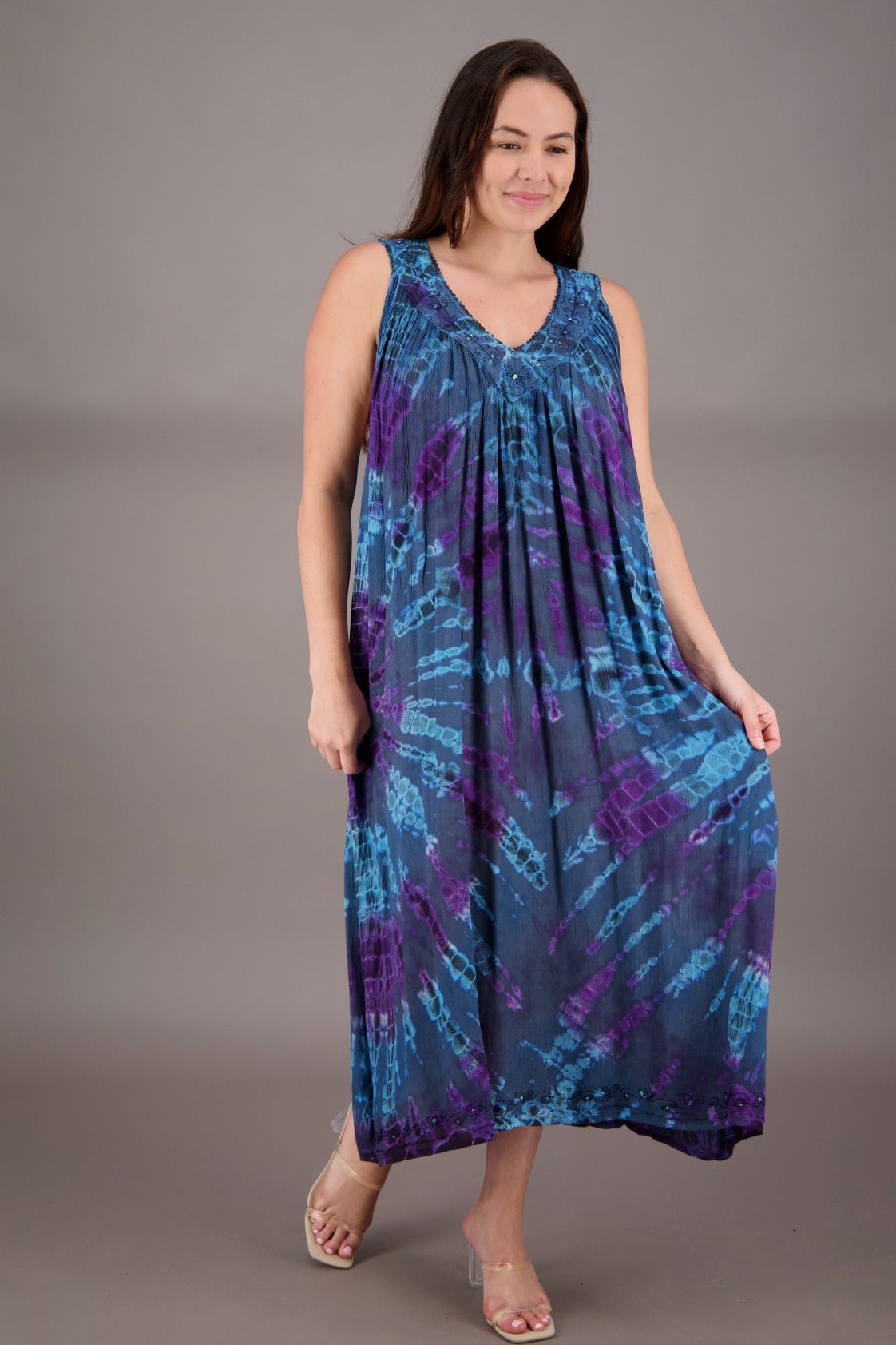 V-Neck Summer Dress | Summer Tie Dye Dress with Pockets Advance Apparels Inc V-Neck Summer Dress | Summer Tie Dye Dress with Pockets Advance Apparels Inc