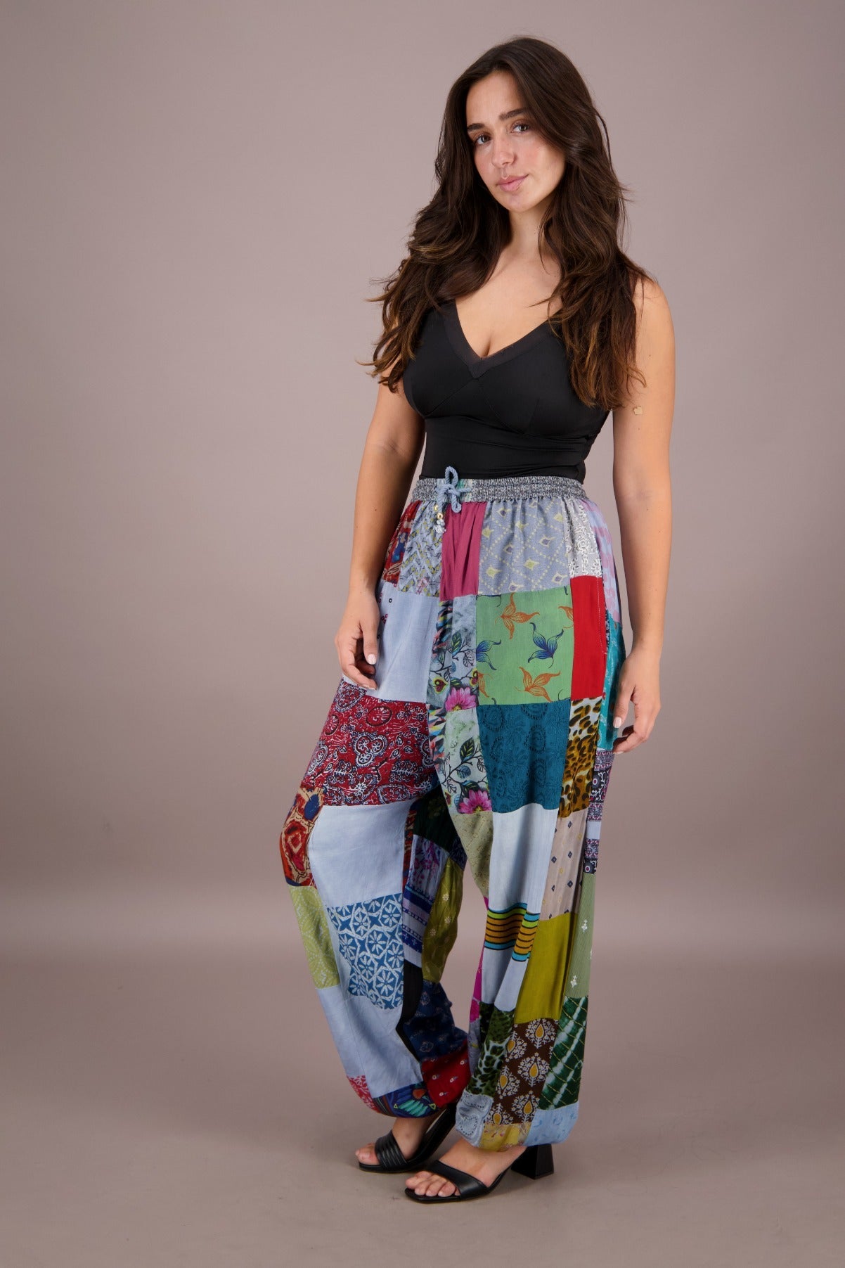 Wide Leg Patchwork Pants PAT - 3259 - Advance Apparels Inc