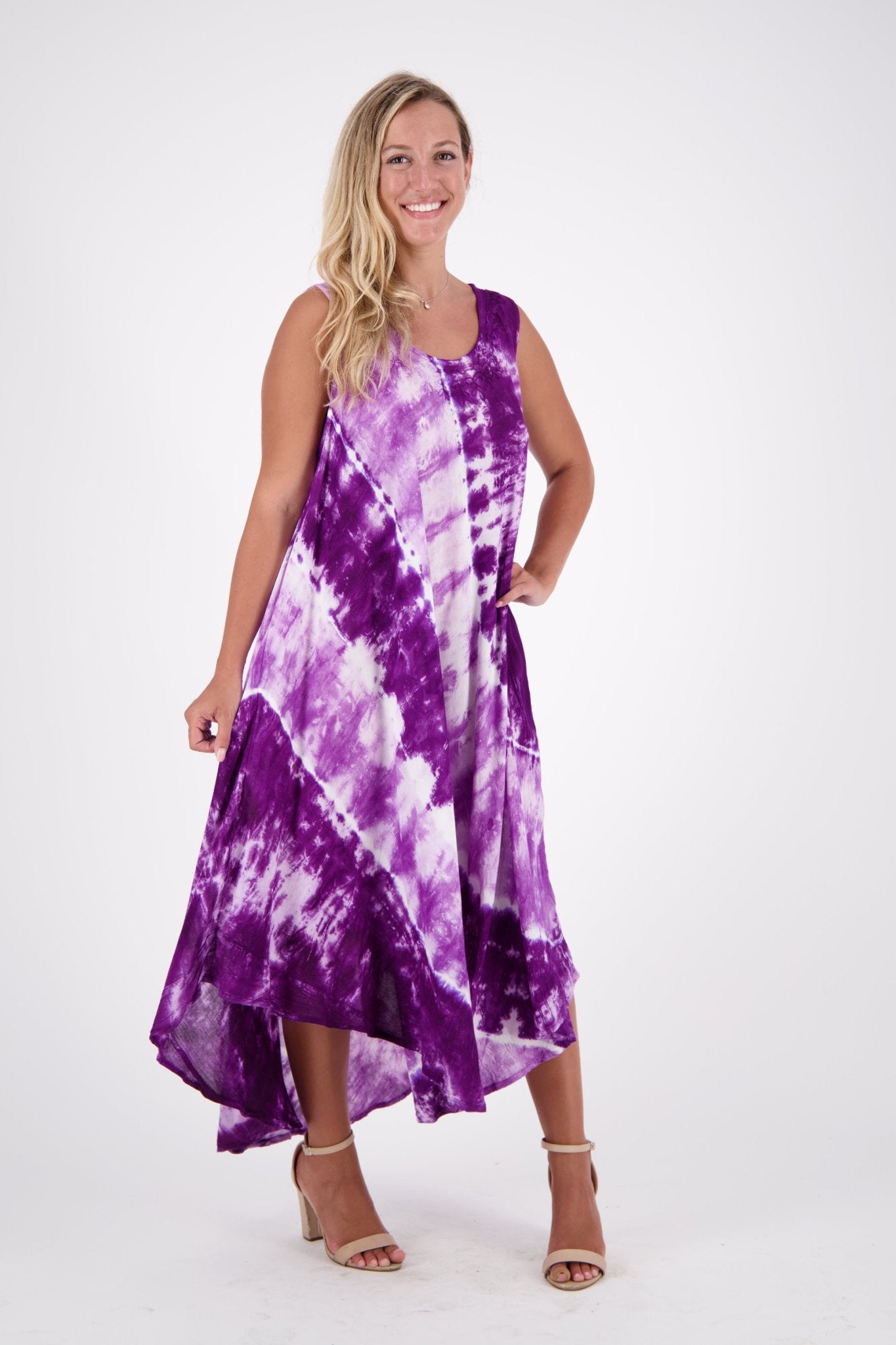 Wide Strap Tie Dye Sleeveless Dress 522184 - Advance Apparels Inc
