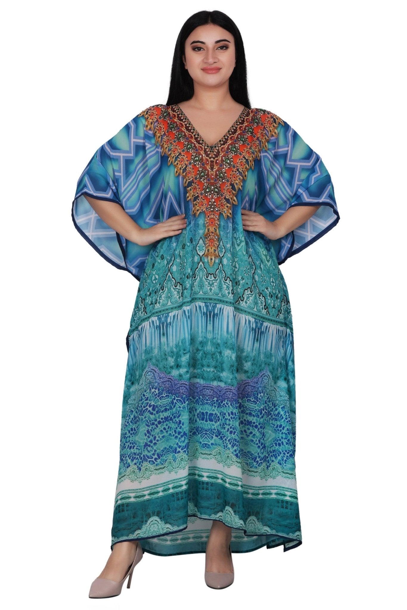 Womens Maxi Kaftan Cover Up PD9524 - Advance Apparels Inc