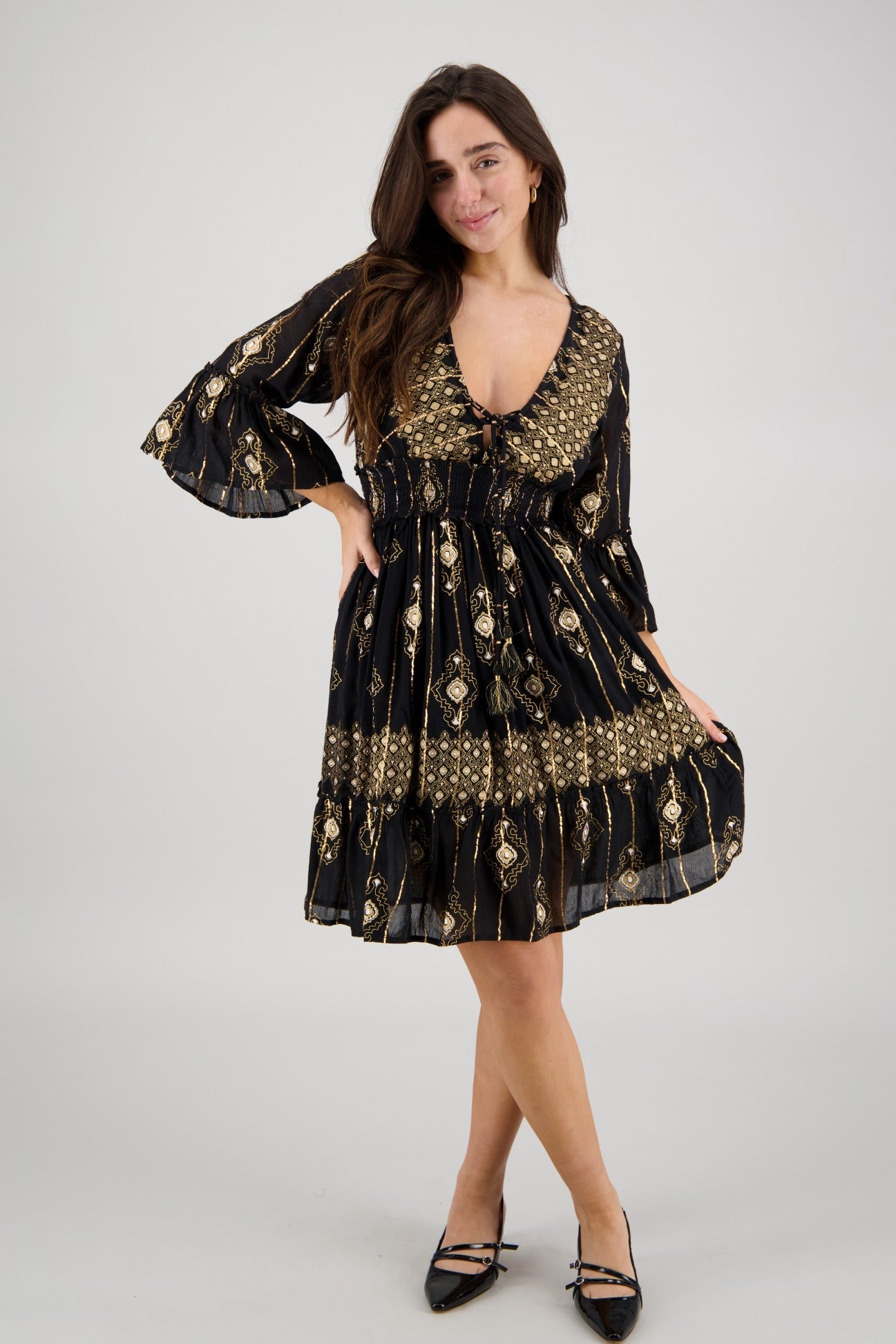 Zara Bell Sleeve Dress 25147 - Advance Apparels Inc